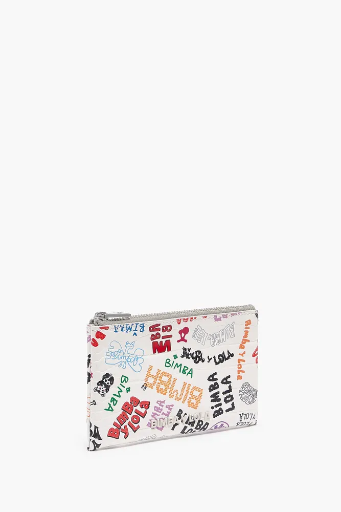 Monedero rectangular print cocodrilo blanco