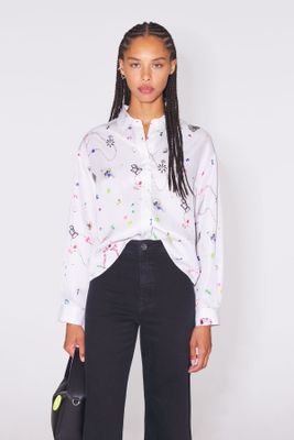 Camisa boxy print Fallen Jewels marfil