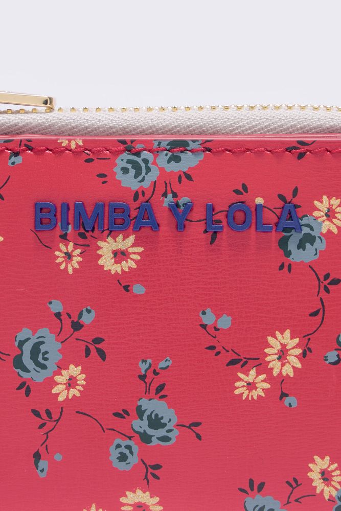 Cartera rectangular piel print Flowers rojo