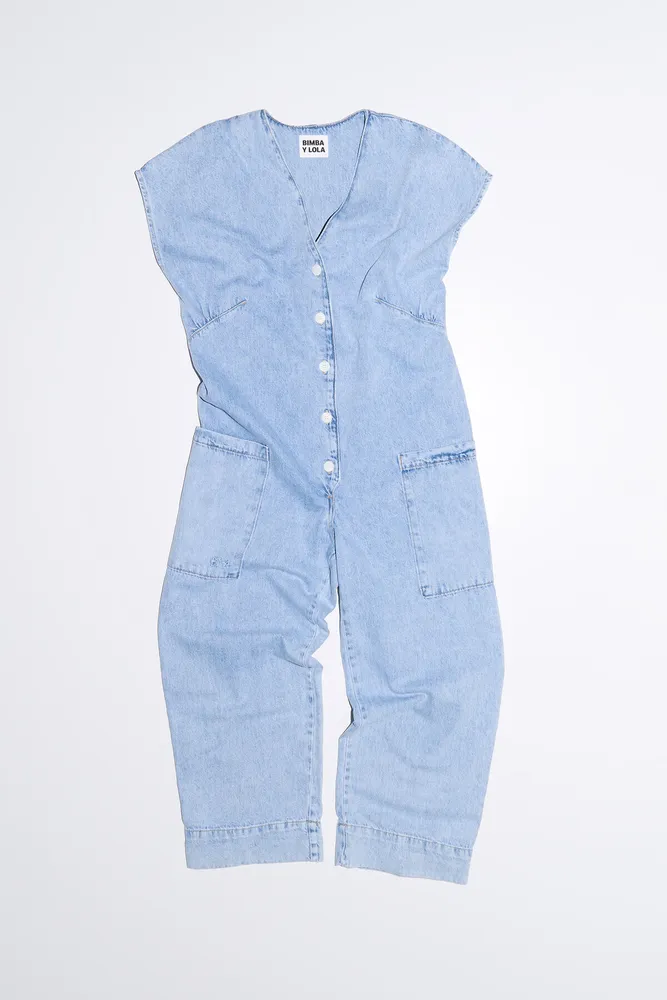 Mono denim largo azul claro