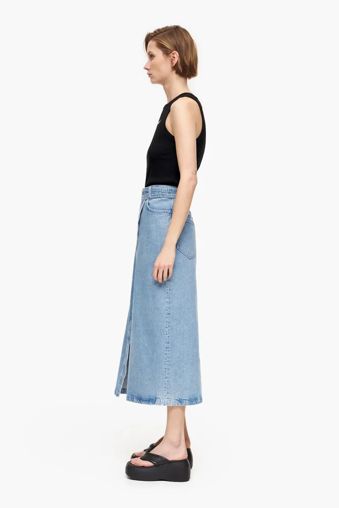 Falda pareo denim midi azul