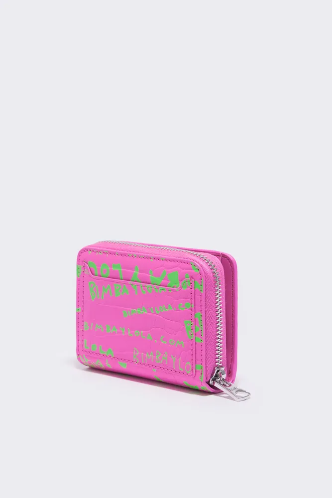 Cartera cocodrilo rosa neón