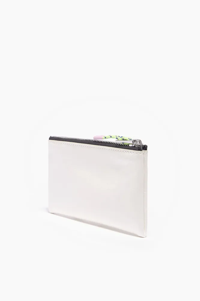 Monedero rectangular charol blanco