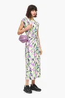 Vestido ajustado midi print Graffiti Flowers lila