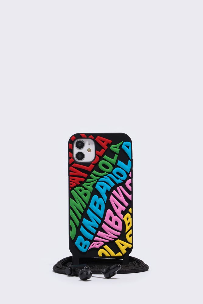 Funda iPhone 11 negra logo multicolor