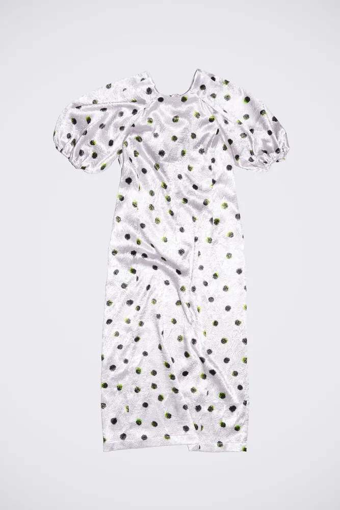 Vestido fluido print Spray Dot marfil