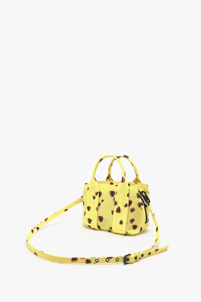 Bolso tote S nylon print Small Hearts amarillo