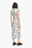 Vestido ajustado midi print Graffiti Flowers lila