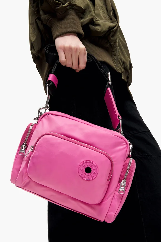 Bolso bandolera M nylon rosa