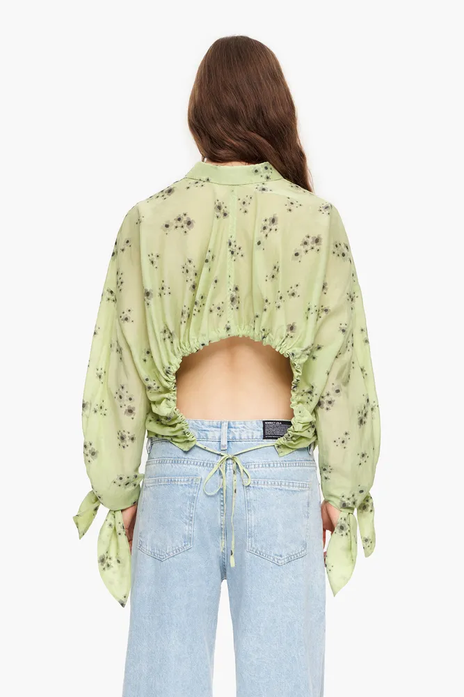 Camisa print Acrylic Flowers verde