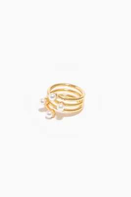 Anillo espiral perlas dorado