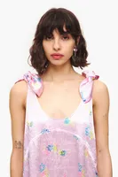 Vestido evasé midi print Spray Flowers rosa