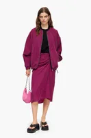 Falda fluida midi vichy fucsia