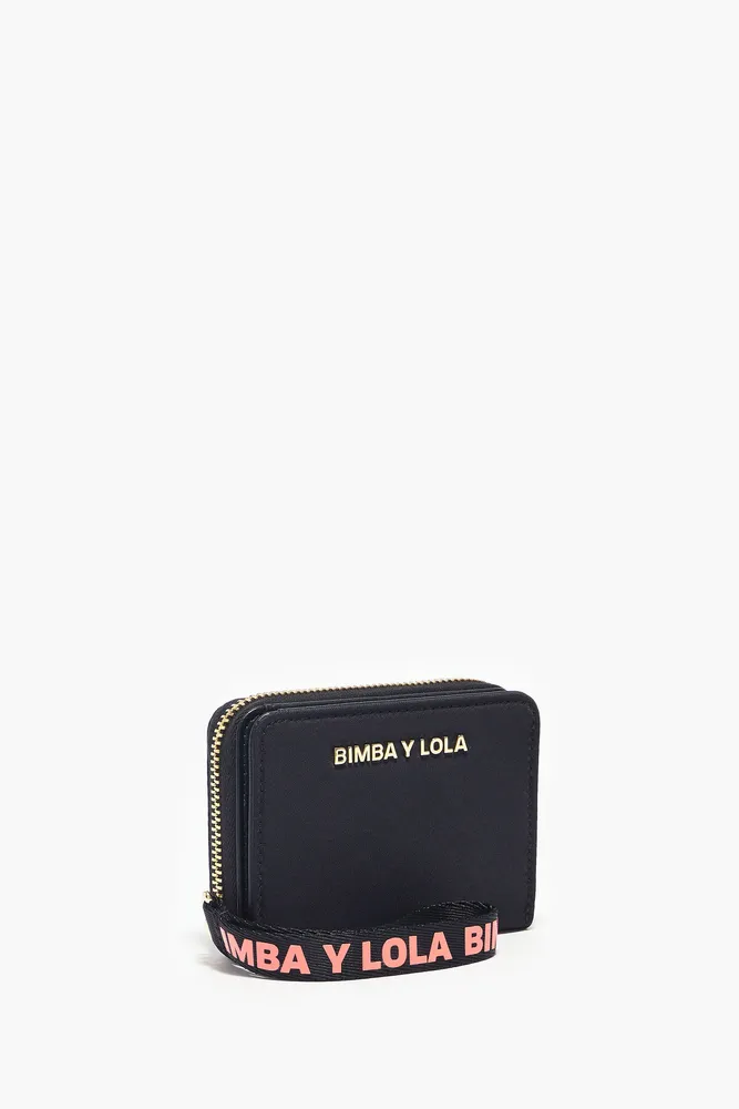 Cartera solapa nylon negra