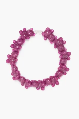 Collar osos glitter rosa