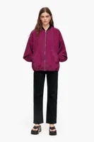 Cazadora bomber cupro vichy fucsia