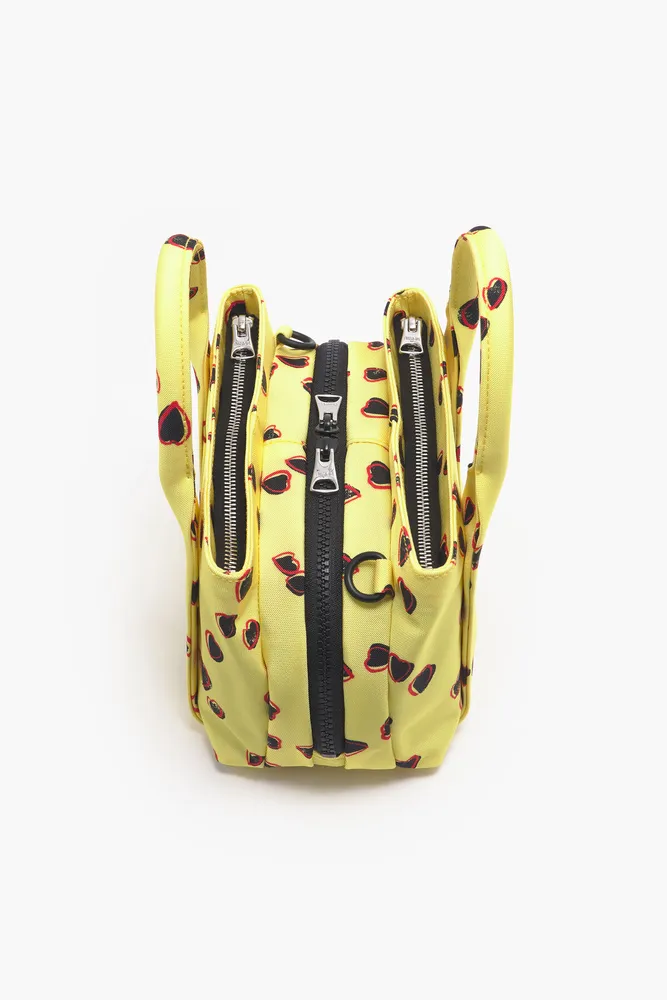 Bolso tote S nylon print Small Hearts amarillo