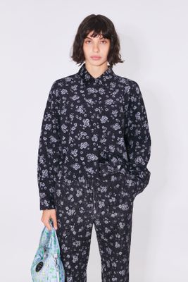 Camisa print Blooming Flowers negro