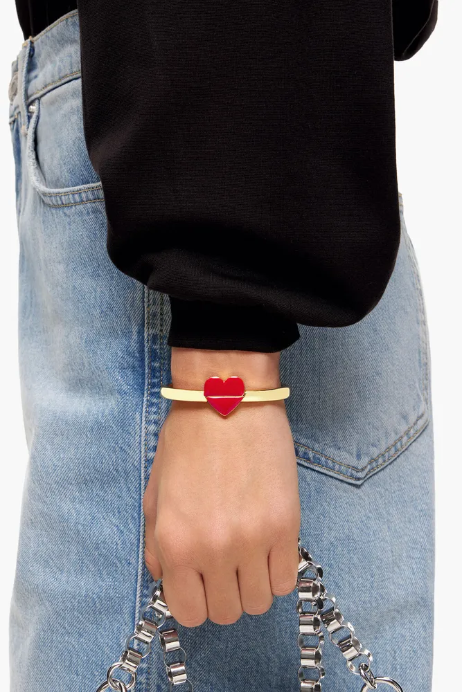 Pulsera rígida corazón dorada