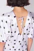 Vestido fluido print Spray Dot marfil