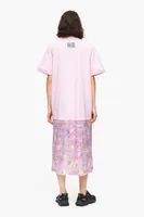 Vestido camiseta print Spray Flowers rosa claro