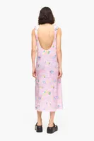 Vestido evasé midi print Spray Flowers rosa