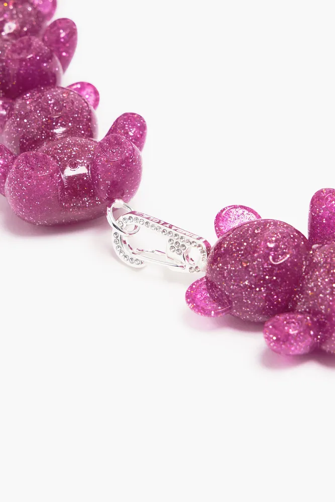 Collar osos glitter rosa