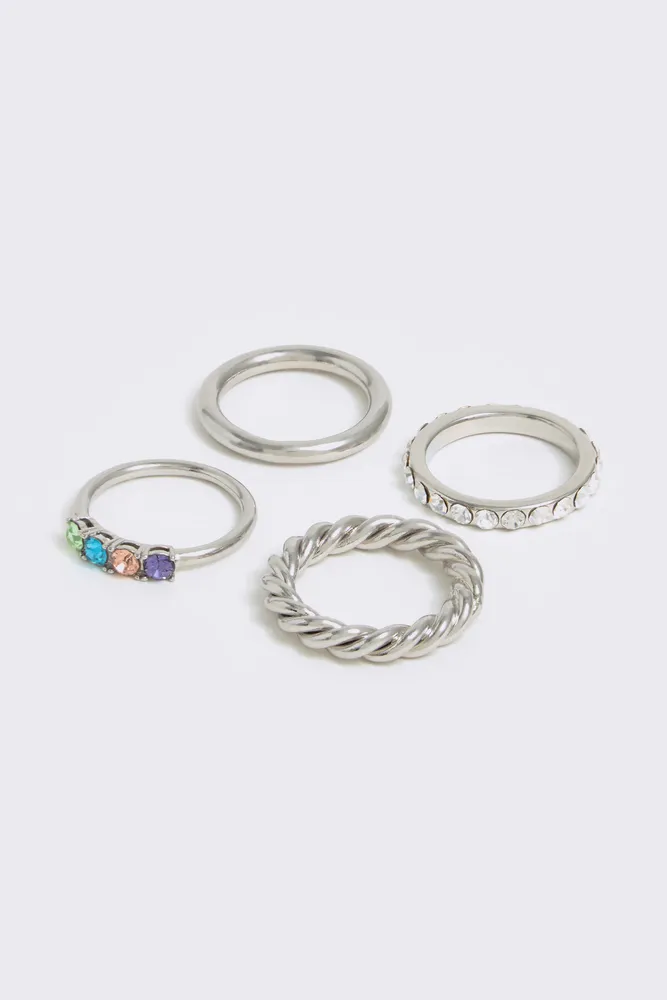 Set anillos plateados