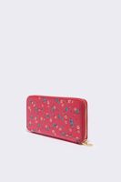 Billetera libro piel print Flowers rojo