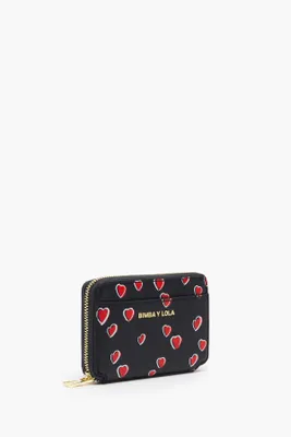 Cartera piel print Small Hearts negra