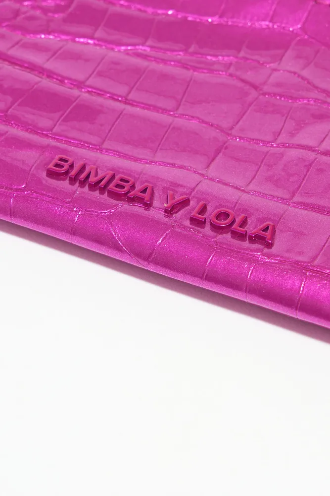 BIMBA Y LOLA Monedero rectangular cocodrilo rosa