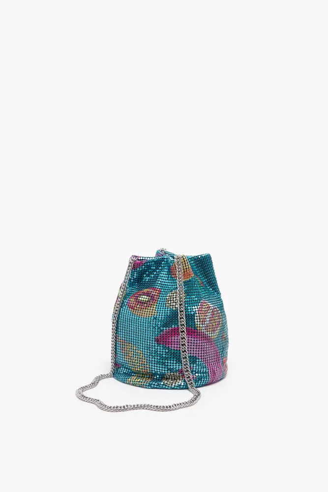 Bolso cilindro malla Spray Flowers agua