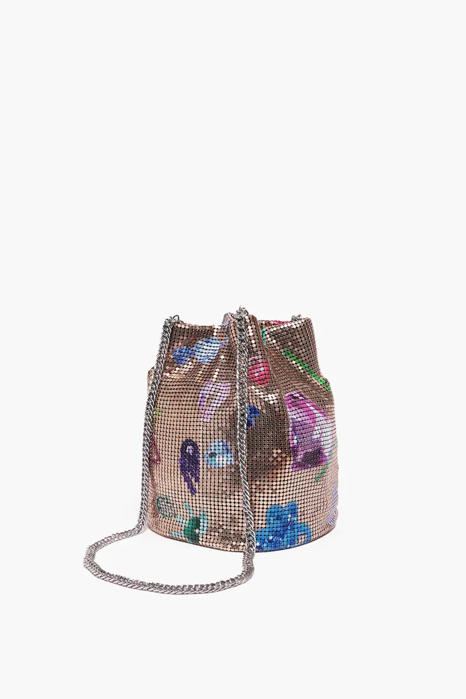 Bolso saca malla print Fallen Jewels oro