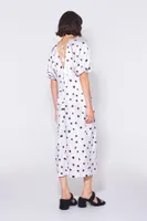 Vestido fluido print Spray Dot marfil