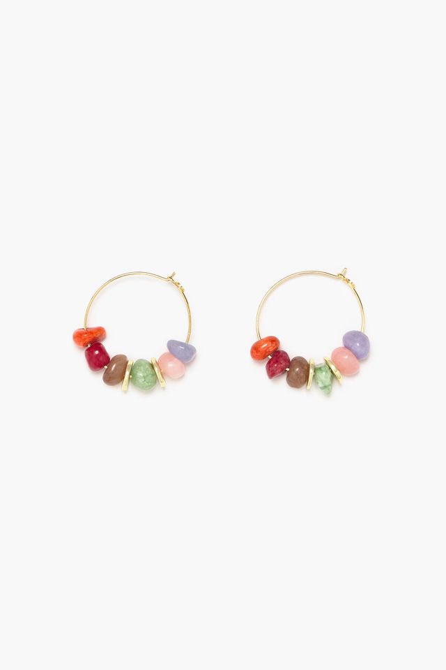 Pendientes aro piedras multicolores