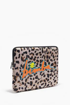 Funda portátil 13,5" nylon leopard natural