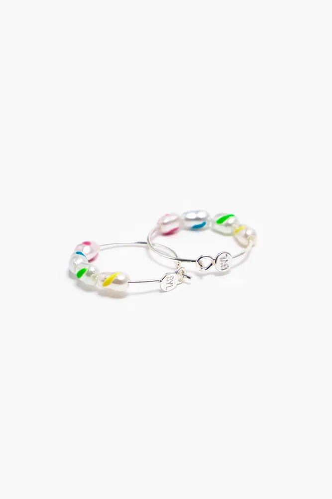 Pendientes aro pequeño perlas multicolores