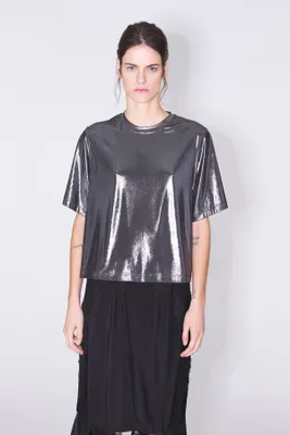 Camiseta brillante gris oscura