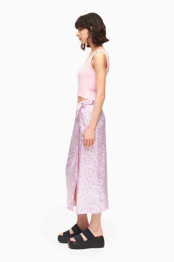 Falda pareo midi print Spraymini rosa