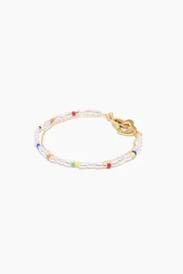 Pulsera doble perlas azul