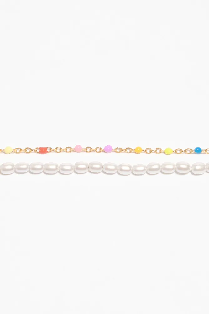 Pulsera doble perlas multicolor