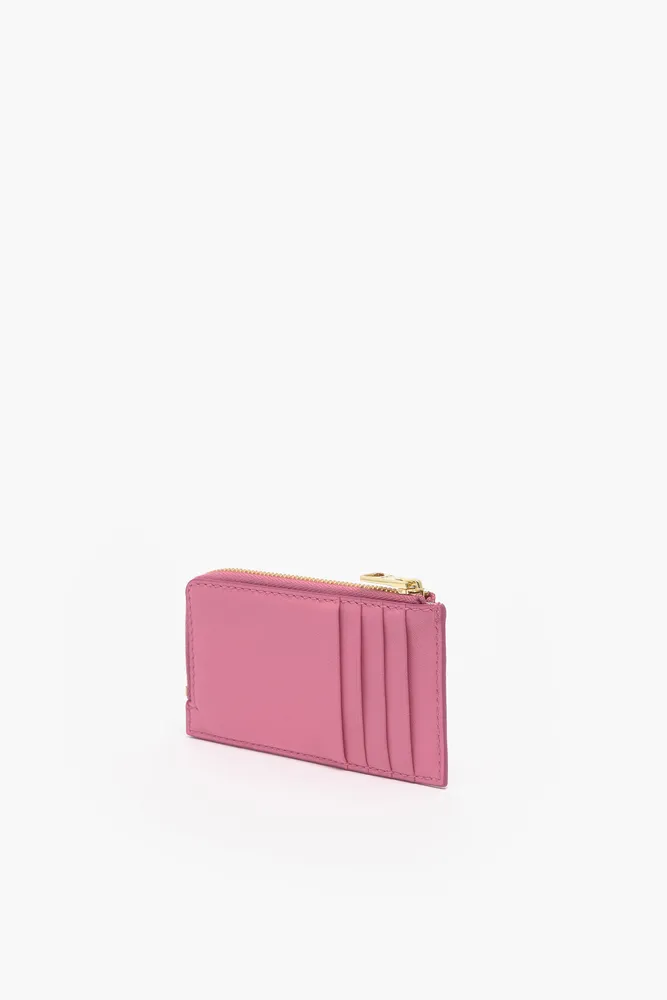 Monedero rectangular piel rosa