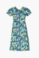 Vestido fluido midi print Graffiti Flowers