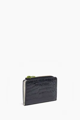 Monedero rectangular cocodrilo negro