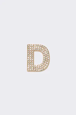 Pendiente cristales dorado letra D