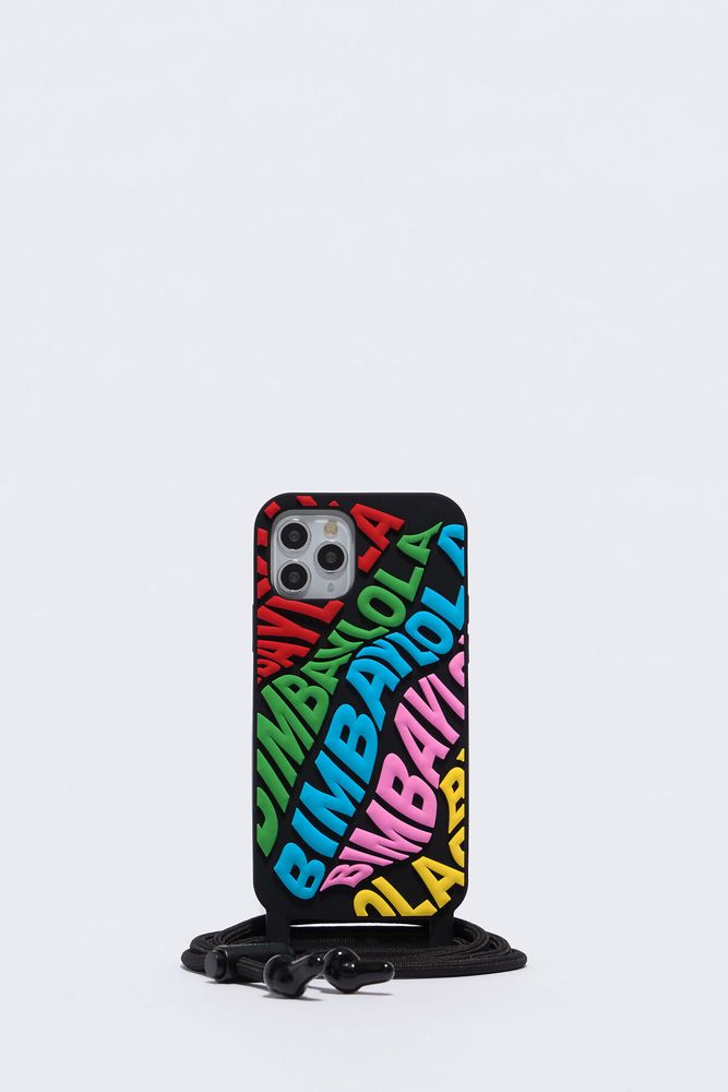 Funda iPhone 12/12 Pro negra logo multicolor