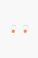 Pendientes aro flor rosas