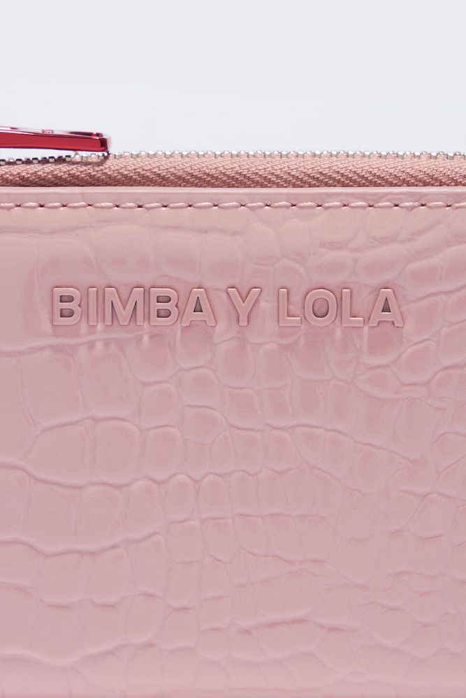 Monedero rectangular cocodrilo rosa