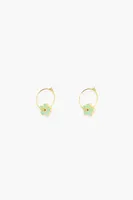 Pendientes aro flor aguamarina