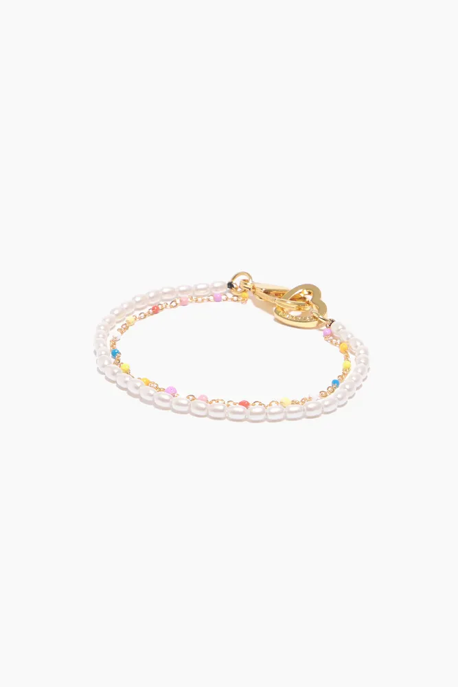 Pulsera doble perlas multicolor